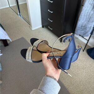 Nina Blue and Silver Strappy Heels